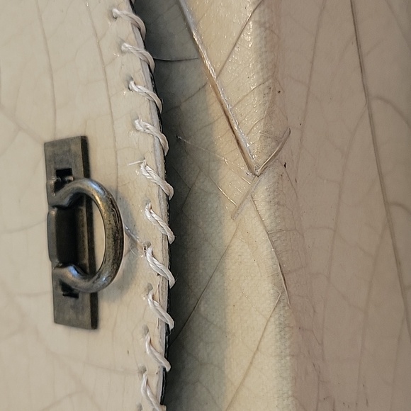 HANDMADE New Fossilized Cacao Leaves Bamboo Cream Brown Crossbody Bag Leather - Picture 8 of 12